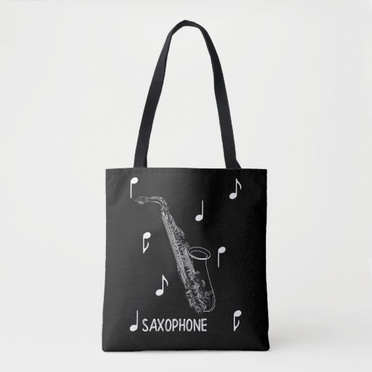 Tote Bag Saxophone de notes musicales (Devant)