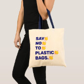 Tote Bag "Say No To Plastic Bags." clapping hands emoji (Devant (produit))