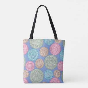 Tote Bag Scandinavian Flower Mandalas Pattern 1