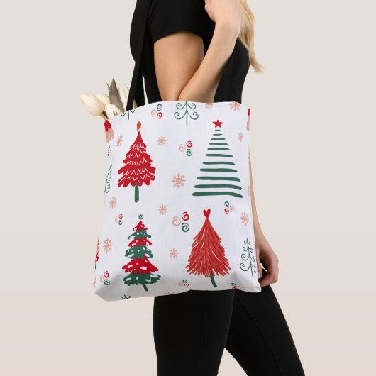 Tote Bag Scandinavian Tree Motif Noël lunatique (De près)