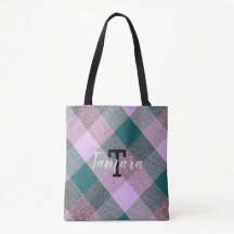 Scandinavie Teal Rose Vichy Monogrammé Nom