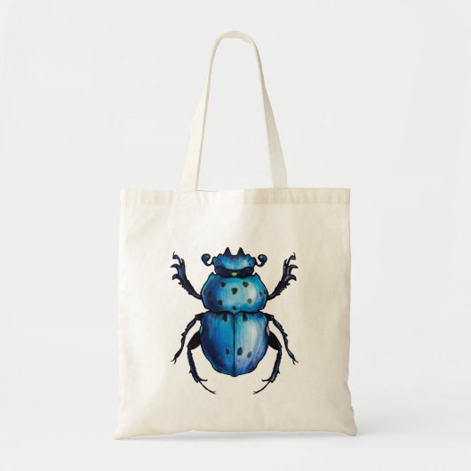 Tote Bag Scarab Beetle Art Blue Insect Entomologie (Devant)