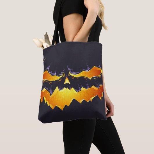 Tote Bag Scary Black Jack O'lantern (De près)