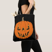 Tote Bag Scary Jack-o'-Lantern Halloween Design (De près)