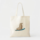 Tote Bag Sceau comme surfeur avec Surfboard (Devant)
