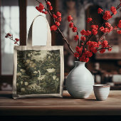 Tote Bag Scène botanique de cygnes dans un jardin anglais
