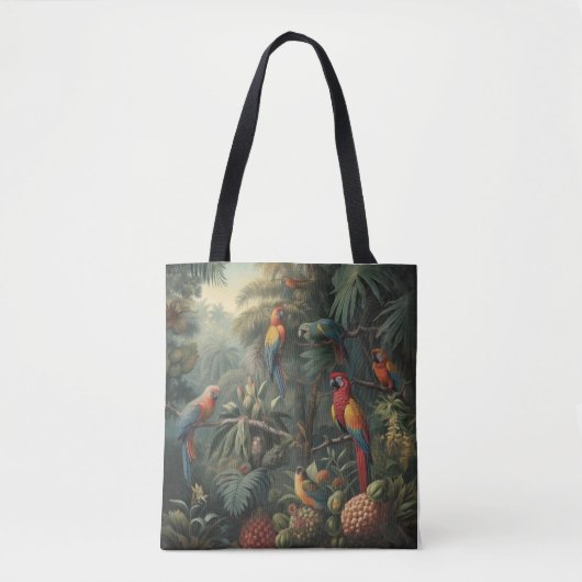 Tote Bag Scène botanique de perroquets et ananas (Devant)