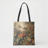 Tote Bag Scène botanique vintage d'hummingbirdet de fleurs (Devant)