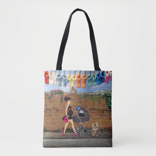 Tote Bag Scène d'art de rue Polka-dot (Devant)