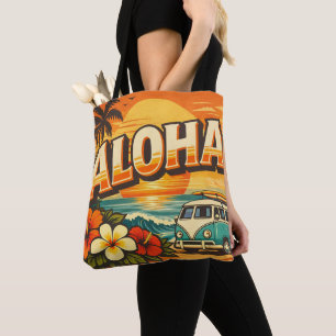 Tote Bag Scène de coucher de soleil aux vibes de l'île Aloh
