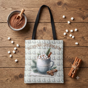 Tote Bag Scène de guimauve au cacao d'hiver cosy