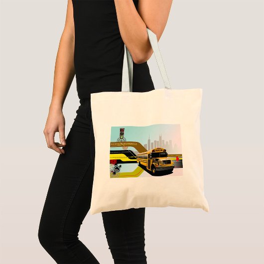 Tote Bag Scène de la ville des autobus scolaires