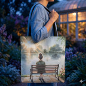 Tote Bag Scène de lac aux reflets du coucher de soleil