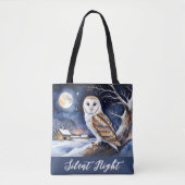 Tote Bag Scène de neige hivernale Grotte Chouette (Devant)