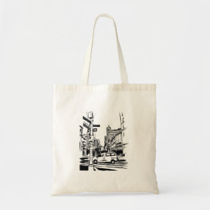 Tote Bag Scène de New York City en noir et blanc
