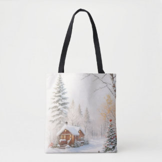 Tote Bag Scène de Noël enneigée