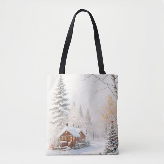 Tote Bag Scène de Noël enneigée (Devant)