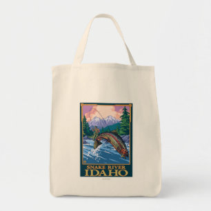 Tote Bag Scène de pêche de mouche - la rivière Snake, Id