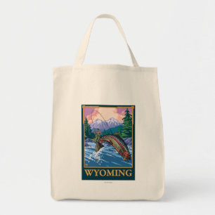 Tote Bag Scène de pêche de mouche - Wyoming