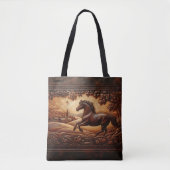Tote Bag Scène de Ranch Cheval En Cuir (Devant)