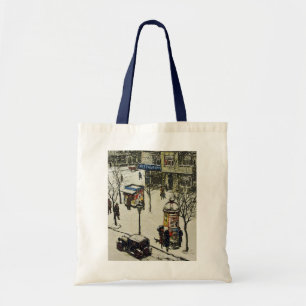 Tote Bag Scène de rue hivernale vintage de ville
