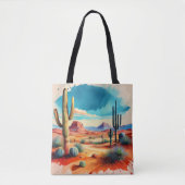Tote Bag Scène désert paisible avec des cactus (Devant)