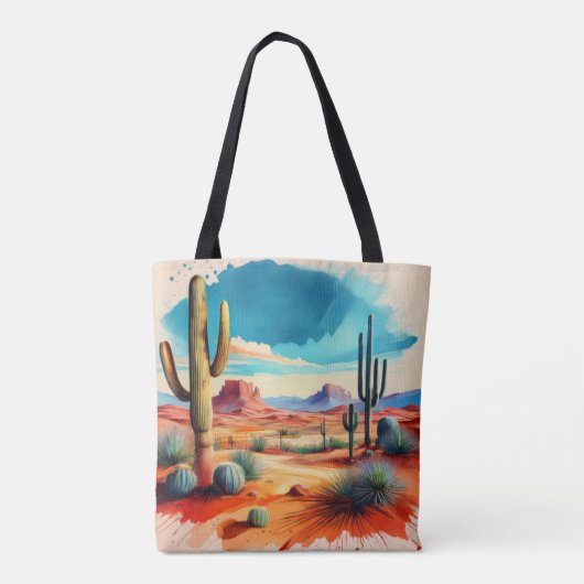 Tote Bag Scène désert paisible avec des cactus (Dos)