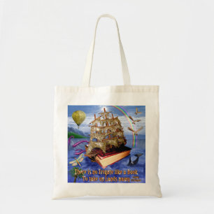 Tote Bag Scène d'océan de bateau de livre avec la citatio