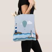 Tote Bag Scène nautique avec le phare et le voilier (De près)