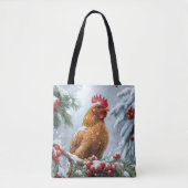 Tote Bag Scène Neige Avec Poulet (Devant)