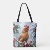 Tote Bag Scène Neige Avec Poulet (Dos)
