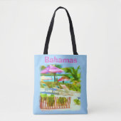 Tote Bag Scène Tropical Caribbean Island Beach - Painterly (Devant)