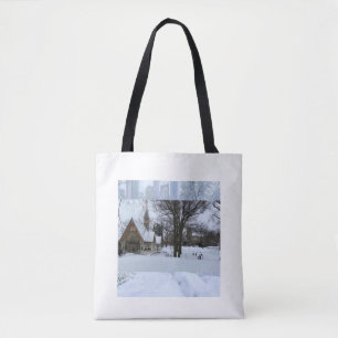 Tote Bag Scène Urbaine Magique de Neige – Hiver en Ville