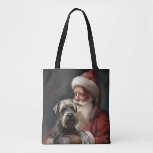 Tote Bag Schnauzer avec Noël Festif du Père Noël