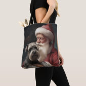 Tote Bag Schnauzer avec Noël Festif du Père Noël (De près)