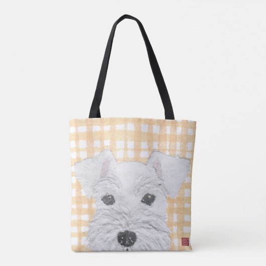 Tote Bag Schnauzer, blanc, moderne (Dos)