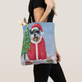 Tote Bag Schnauzer Chien à Noël de neige (De près)