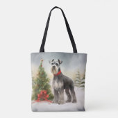 Tote Bag Schnauzer Chien à Noël de neige (Dos)