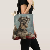 Tote Bag Schnauzer Chien Festif de Noël (De près)