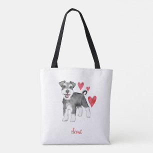 Tote Bag Schnauzer Mini Schnauzer Texte personnalisé