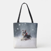 Tote Bag Schnauzer miniature neige de Noël hiver (Dos)