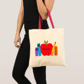 Tote Bag School Kids NAME Apple Books Teacher Fun (Devant (produit))