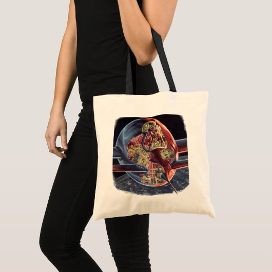 Tote Bag Science-fiction vintage Astronaute Fusée Vaisseau (Devant (produit))