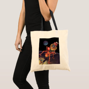 Tote Bag Science-fiction vintage d'astronaute avec robot al