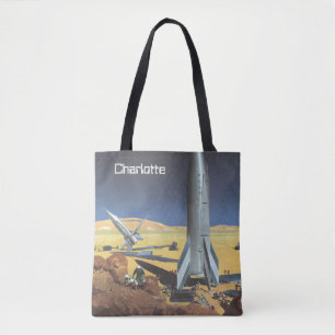 Tote Bag Science-fiction vintage Planète désertique avec ro