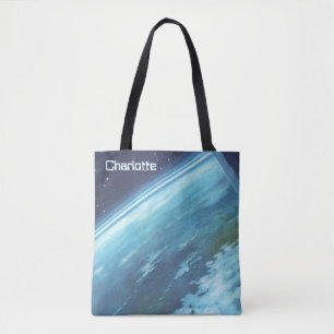 Tote Bag Science-fiction vintage, Terre la nuit avec des ét