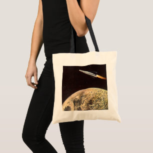 Tote Bag Science-fiction vintage, vaisseau spatial au-dessu