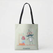 Tote Bag Scientifique Fou Disequeur avec Moustache (Devant)