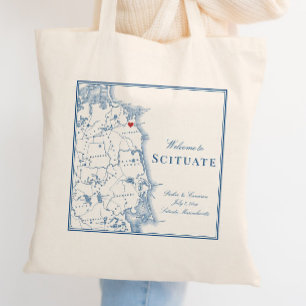 Tote Bag Scituate Massachusetts Carte Élégant Mariage Bienv