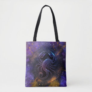 Tote Bag Scorpion Signe du zodiaque Dessin à l'aquarelle